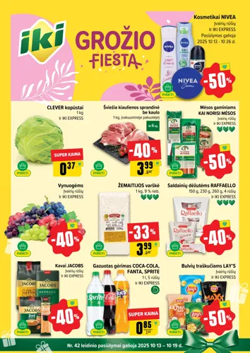 IKI akcijų leidinys "IKI Kaininis leidinys Nr. 42" nuo spalio 13 d.