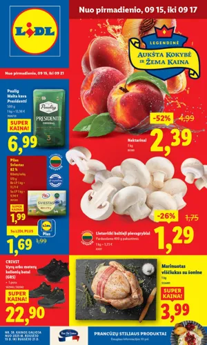 LIDL maisto akcijų leidinys nuo rugsėjo 15 d.