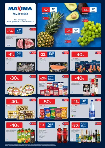 MAXIMA akcijų leidinys Nr. 1 nuo gruodžio 29 d.