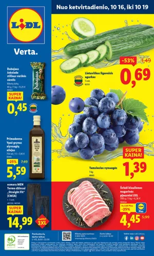LIDL maisto akcijų leidinys nuo ketvirtadienio, spalio 16 d.