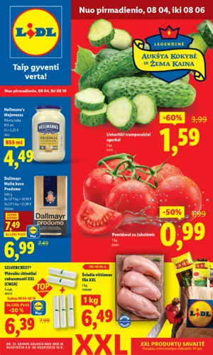 LIDL maisto akcijų leidinys nuo rugpjūčio 4 d.