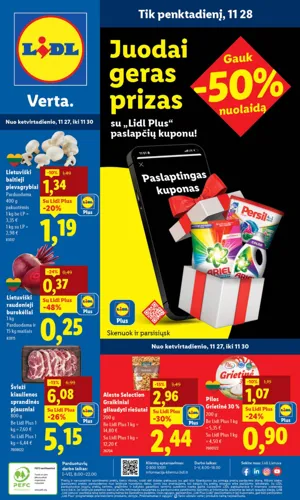 LIDL maisto akcijų leidinys nuo ketvirtadienio, lapkričio 27 d.