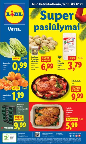 LIDL maisto akcijų leidinys nuo ketvirtadienio, gruodžio 18 d.