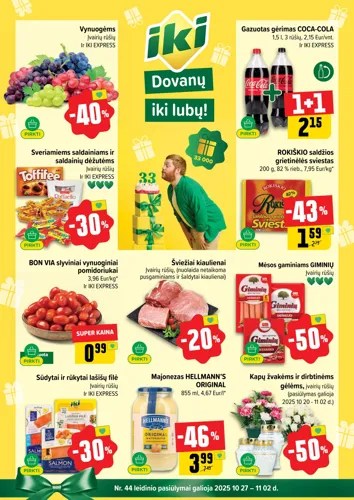 IKI akcijų leidinys "IKI Kaininis leidinys Nr. 44" nuo spalio 27 d.