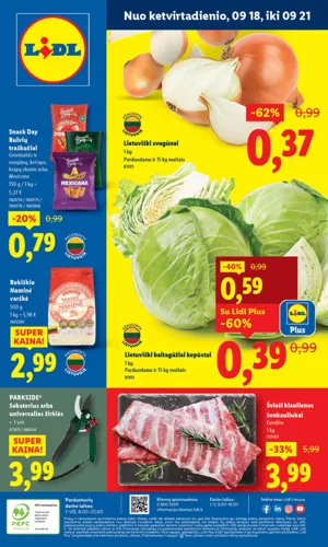 LIDL maisto akcijų leidinys nuo ketvirtadienio, rugsėjo 18 d.