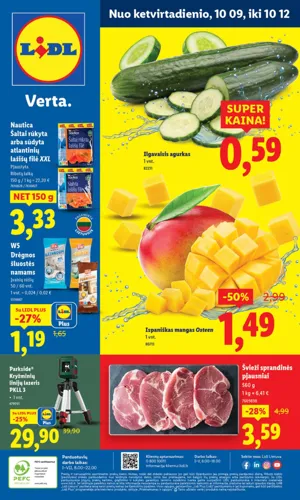 LIDL maisto akcijų leidinys nuo ketvirtadienio, spalio 9 d.
