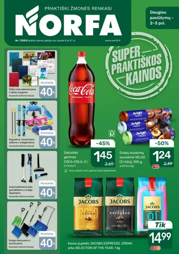 NORFA akcijų leidinys Nr. 1 nuo sausio 8 d.