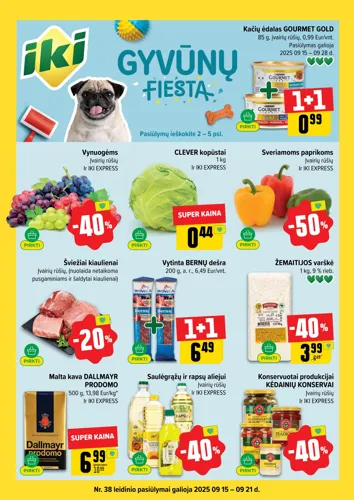 IKI akcijų leidinys "IKI Kaininis leidinys Nr. 38" nuo rugsėjo 15 d.