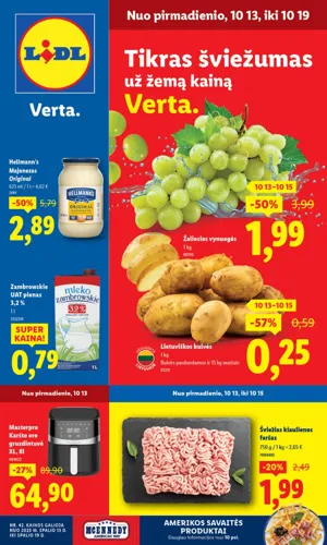 LIDL maisto akcijų leidinys nuo spalio 13 d.