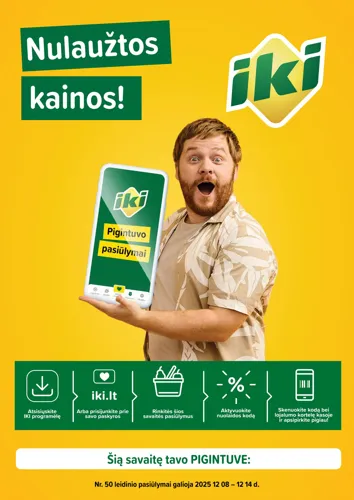 IKI akcijų leidinys "PIGINTUVO pasiūlymai Nr. 50" nuo gruodžio 8 d.