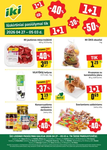 IKI akcijų leidinys "Specialūs pasiūlymai IKI parduotuvės klientams" nuo balandžio 27 d.