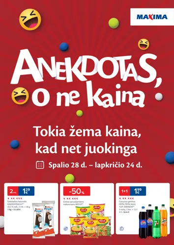 MAXIMA akcijų leidinys "Anekdotas, o ne kaina" nuo spalio 28 d.