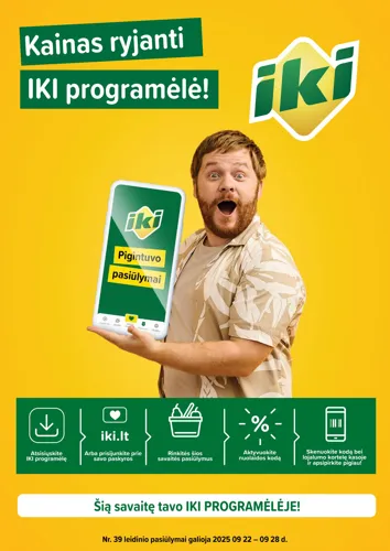 IKI akcijų leidinys "PIGINTUVO pasiūlymai Nr. 39" nuo rugsėjo 22 d.