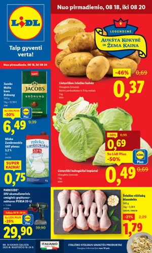 LIDL maisto akcijų leidinys nuo rugpjūčio 18 d.