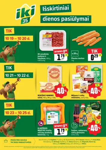 IKI akcijų leidinys "Specialūs pasiūlymai IKI parduotuvės klientams" nuo spalio 19 d.
