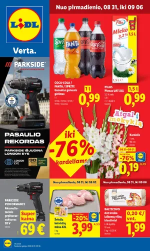 LIDL maisto akcijų leidinys nuo rugpjūčio 31 d.
