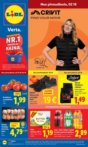 LIDL maisto akcijų leidinys nuo vasario 16 d.