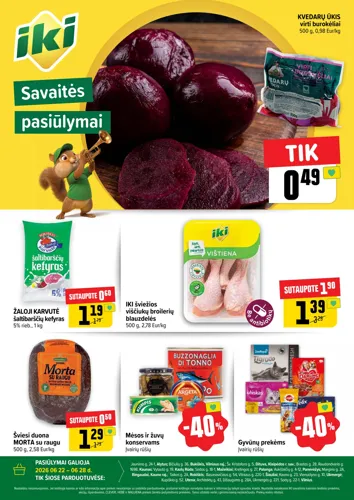IKI akcijų leidinys "Specialūs pasiūlymai IKI parduotuvės klientams" nuo birželio 22 d.