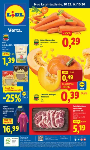 LIDL maisto akcijų leidinys nuo ketvirtadienio, spalio 23 d.